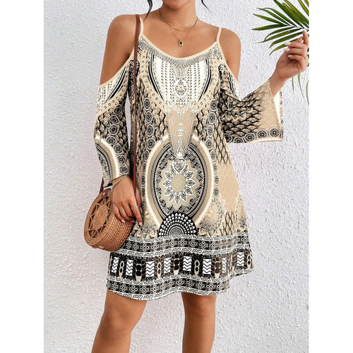 Amarae off-the-shoulder bohemian tunic dress for women