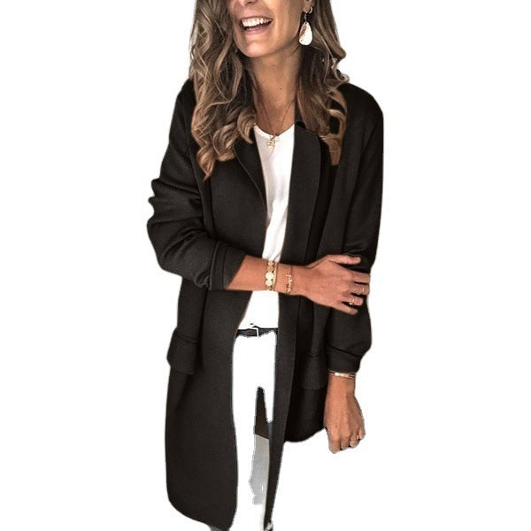 Elegant long women's coat with pockets Amarae