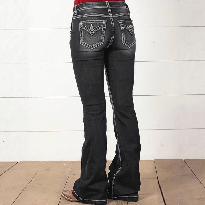 Women's high-waisted sculpting bootcut jeans with side decorative buttons Amarae