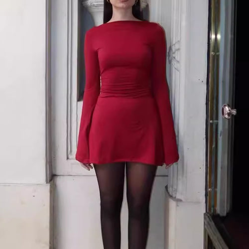 Elegant ruffled mini dress for women with long sleeves Amarae