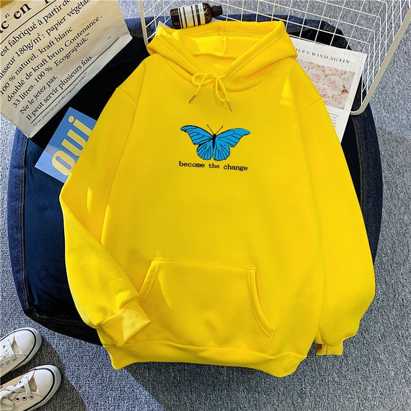 Women's hoodie with short cut and unique butterfly motif Chic & Stil