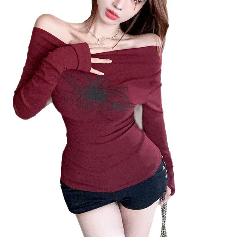 Women's Long Sleeve Shirt with Off-Shoulder Neckline Lune London