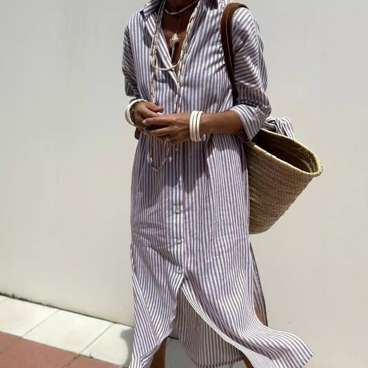 Shirt dress for women with a modern lacing design and side slits Lune London