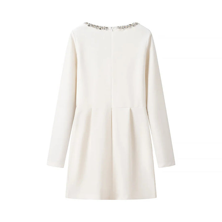 Elegantly cut long-sleeve dress for women with adorned neckline Lune London