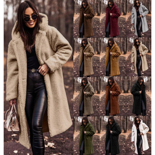 Cozy fleece coat for women with hoodie and practical pockets Amarae