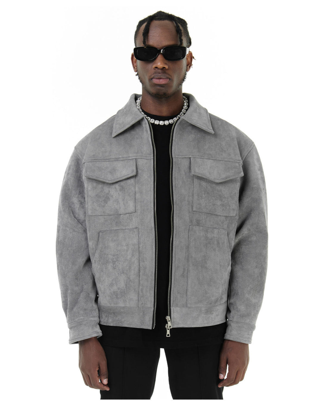 Trendy jacket for men with practical patch pockets and zipper Lune London