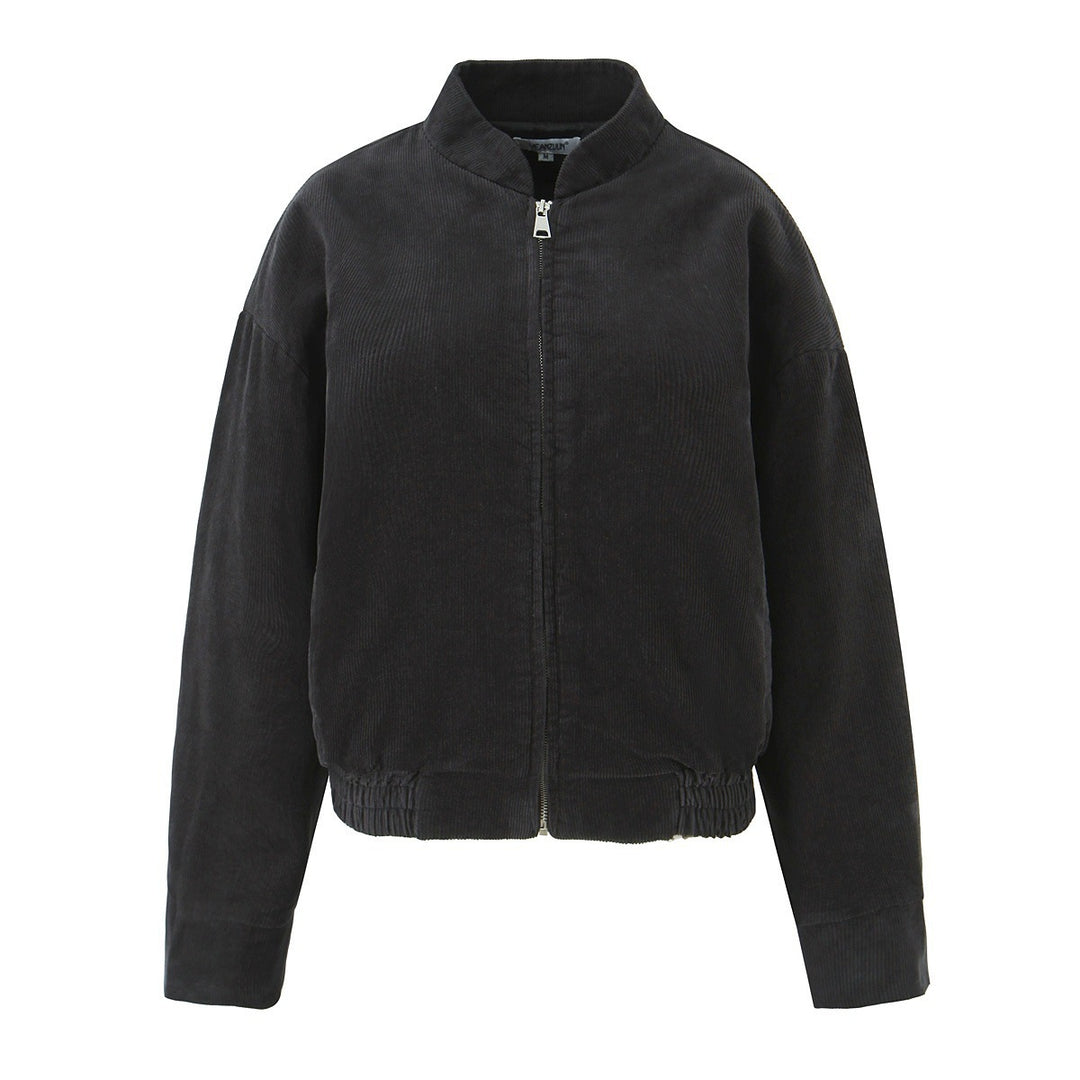 Casual corduroy jacket for women with high collar and elastic hem Lune London