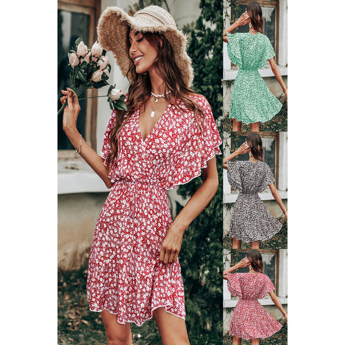 Ladies Twirl Dress with Flowing Floral Sleeves Amarae