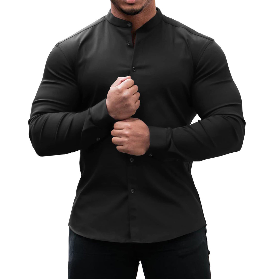 Long sleeve shirt for men with a modern button placket and a stylish stand collar Lune London