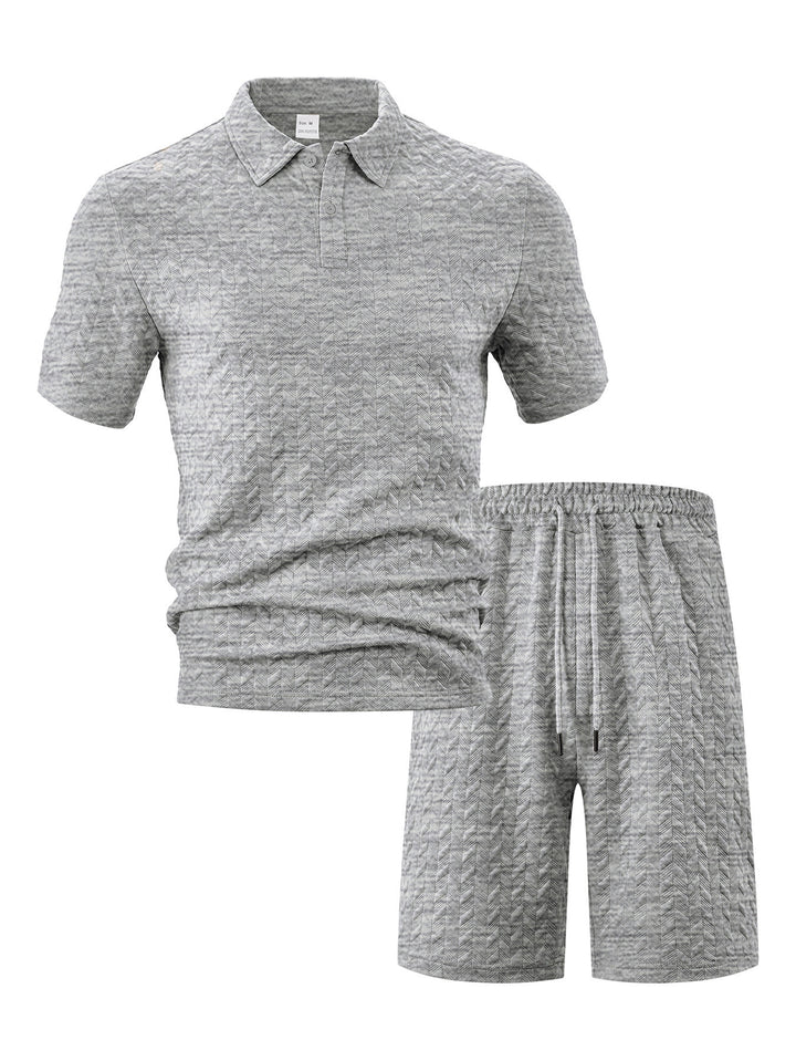 Men's polo and sports shorts set with structured pattern Lune London