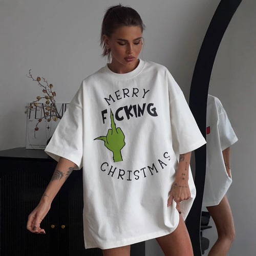 Oversized t-shirt for ladies with creative Christmas design Amarae