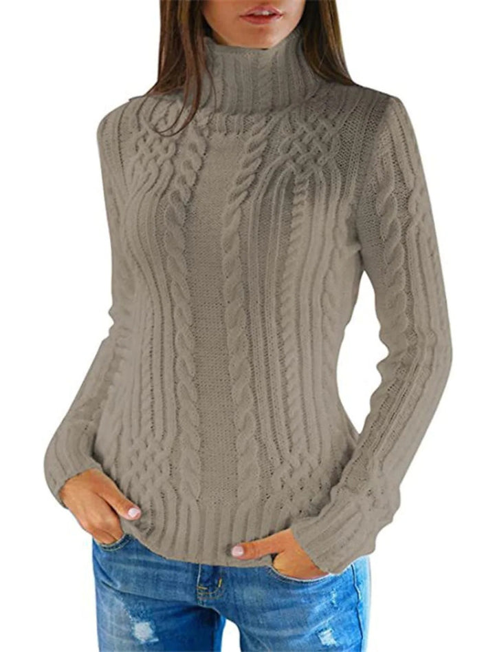 Ladies high quality knit sweater with turtleneck and twisted pattern Lune London