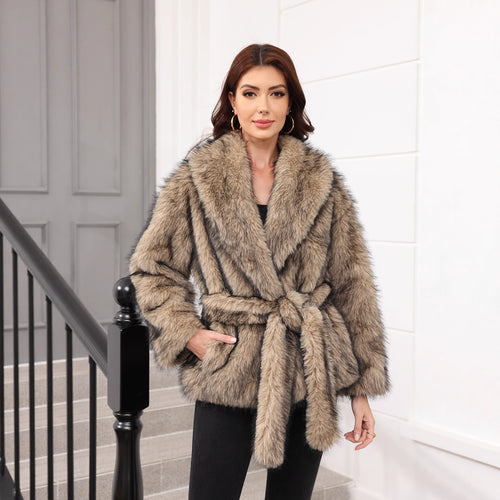 Ladies Cozy and Elegant Faux Fur Jacket Amarae