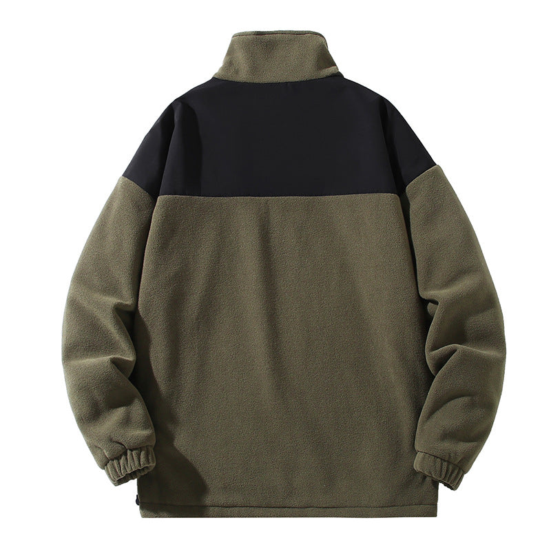 Fleece jacket for men with high collar and zippered pockets Lune London