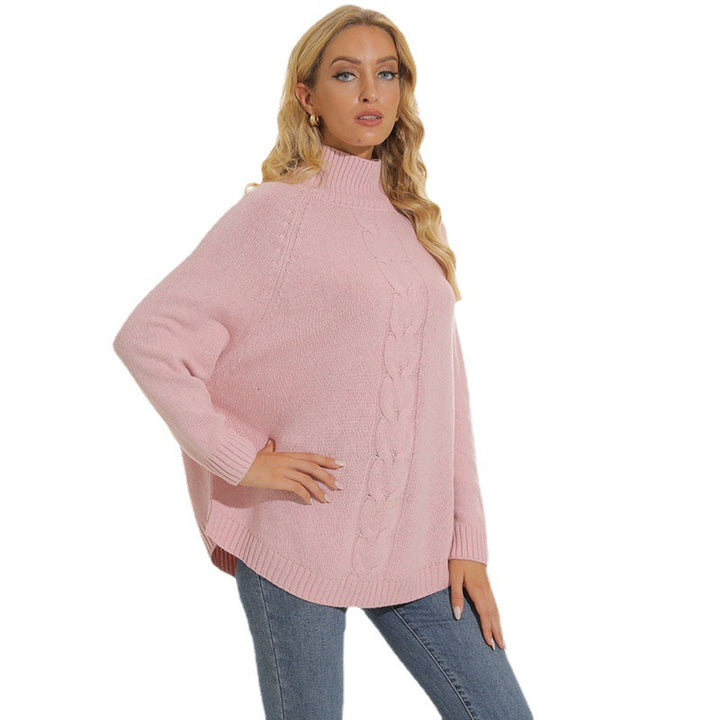 Chunky knit sweater for women with high collar and modern 3D pattern Lune London