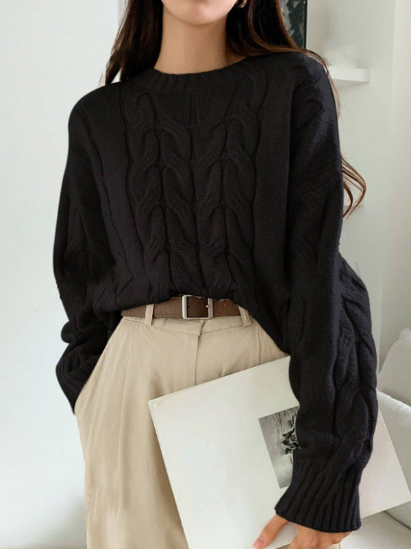 Pull en maille épaisse pour femmes avec motif en câble et coupe décontractée Chic & Stil
