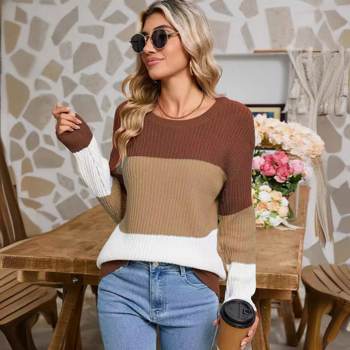 Pull en tricot pour femme avec design de blocs moderne Chic & Stil