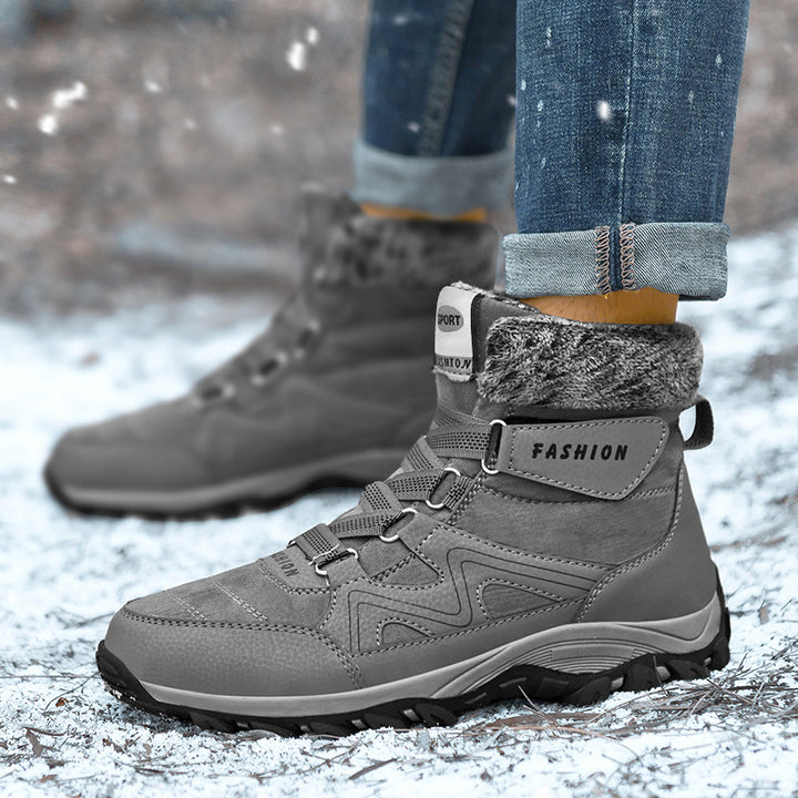 Women's Insulated Outdoor Hiking Ankle Boots with Faux Fur Collar, Velcro Closure, and Grippy Multi-Zone Profile Sole Amarae