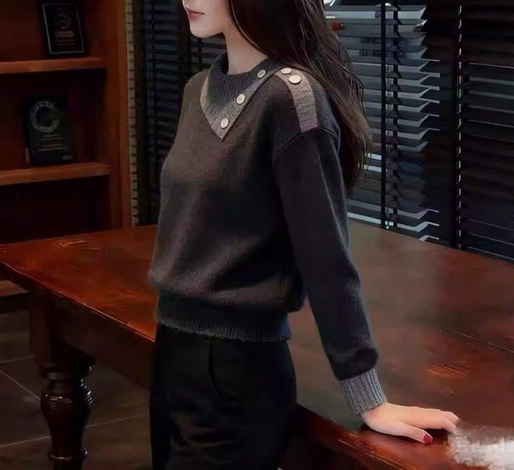 Pull en piqué pour femme avec détails en boutons Chic & Stil
