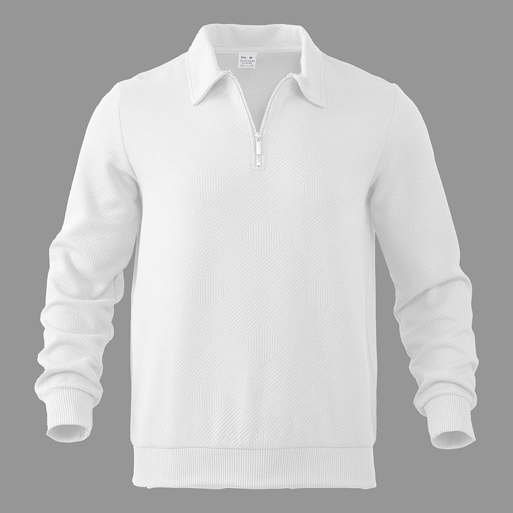 Elegant men's sweater with high collar, zipper closure and textured design Lune London