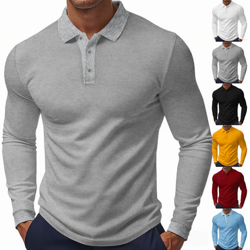 Men's Long-Sleeve Polo Shirt In Structured Design with Modern Cut Amarae