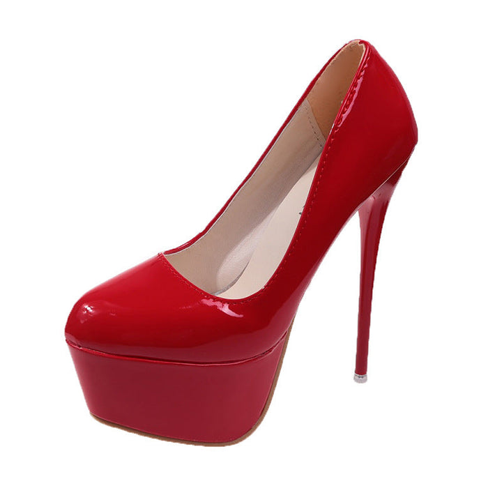 Women's Platform Pumps with Shiny Upper Material and High Stiletto Heel Lune London