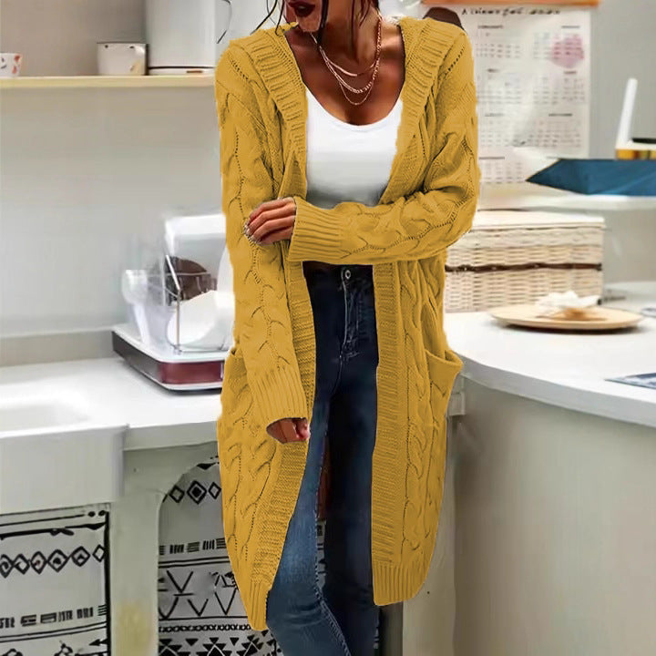 Cardigan en gros tricot pour femmes avec motif en cable élégant et poches pratiques Chic & Stil