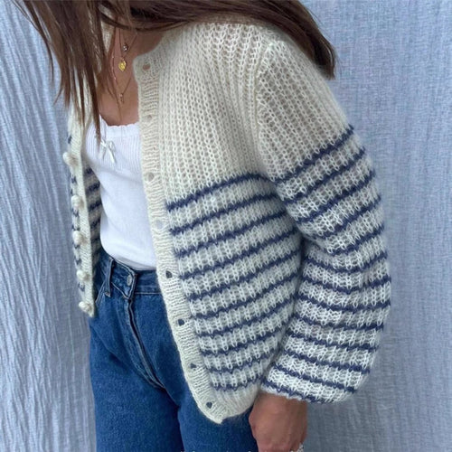 Ladies' striped knit jacket with modern pattern and relaxed fit Amarae