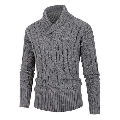 Men's chunky knit sweater with shawl collar and refined twisted pattern Amarae