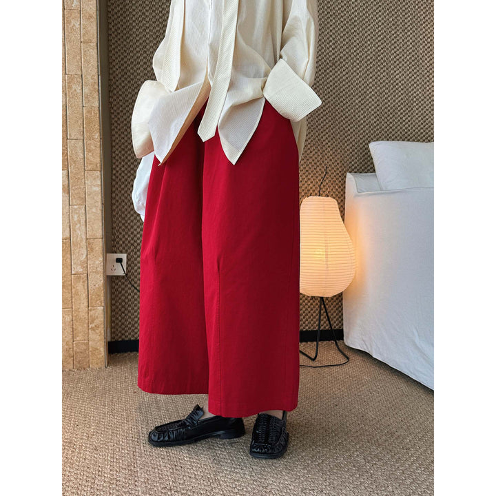 Women Extra-wide Balloon Culotte made of cotton twill with drawstring and fold-over waistband Amarae