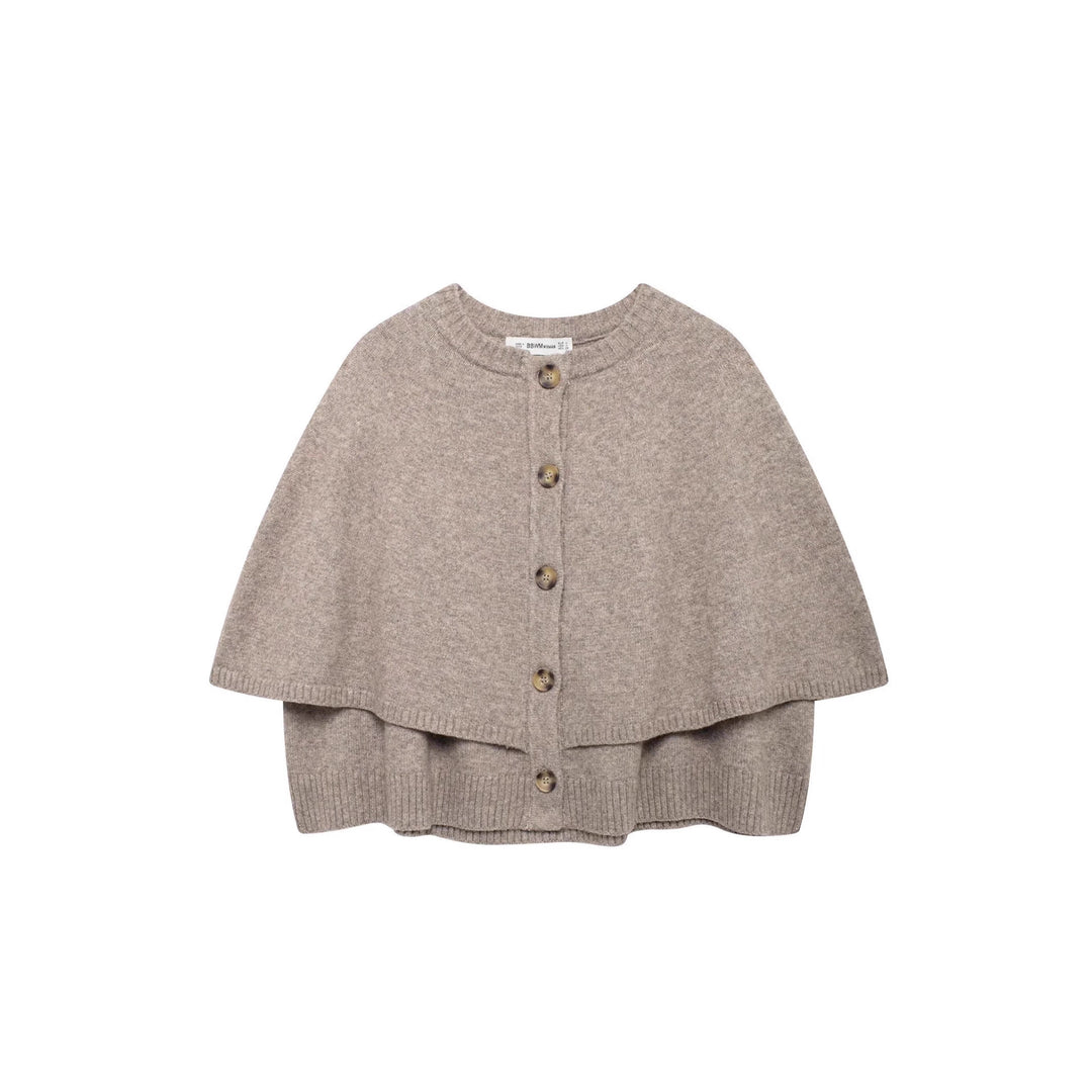 Ladies knit-cape with elegant row of buttons Lune London