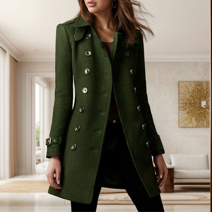 Elegant trench coat for women with a double row of buttons and weighted collar Amarae