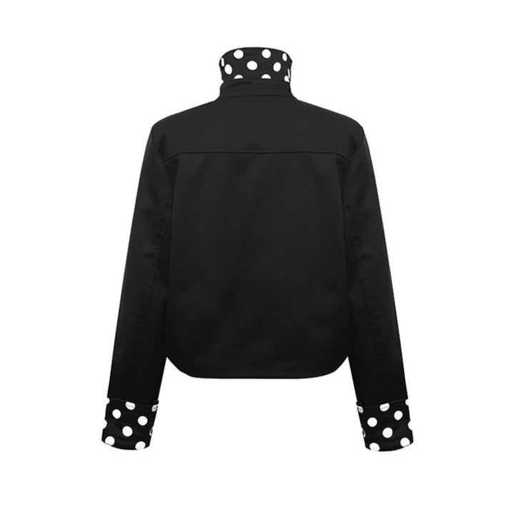 Women Short Double-Breasted Jacket with Stand-Up Collar and Polka-Dot Lining Amarae