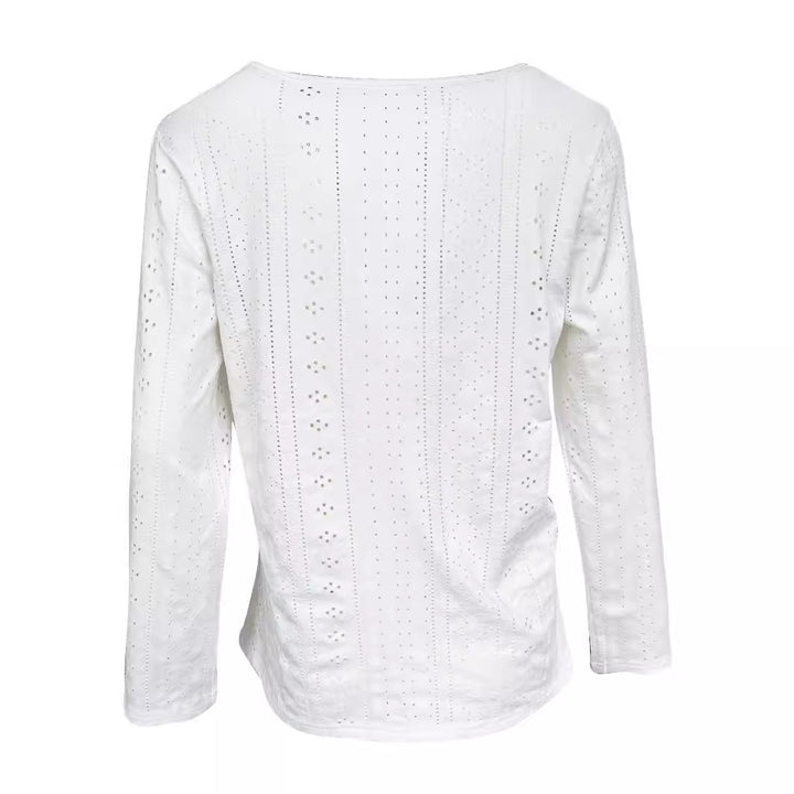 Finely structured long-sleeve blouse for women with elegant buttons Lune London