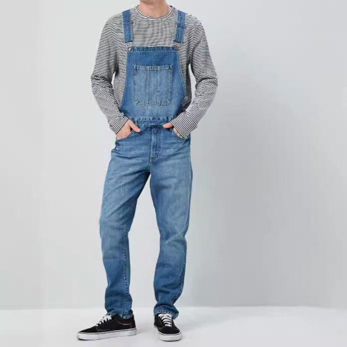 Vintage denim overalls for men with adjustable straps and practical pockets Lune London