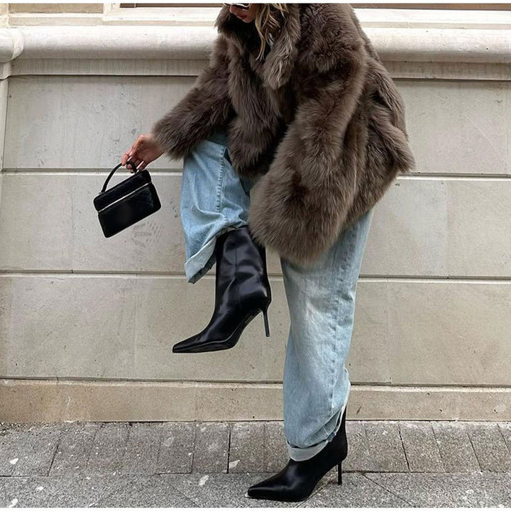 Ladies Chic and Stylish Modern Cut Faux Fur Jacket