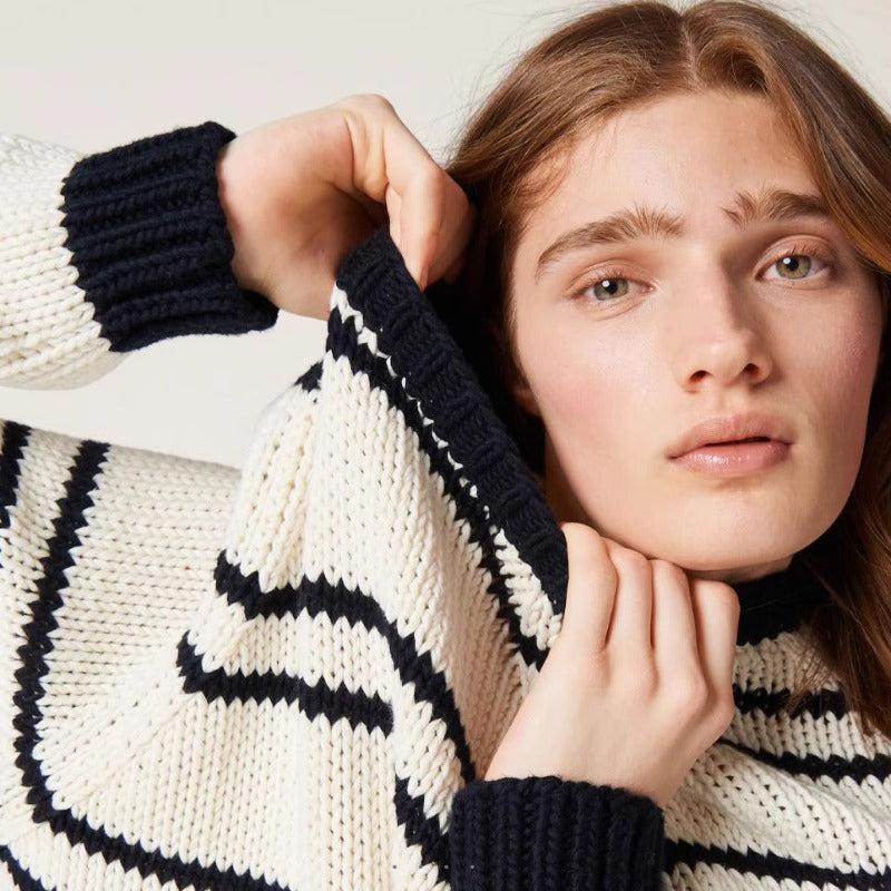 Pull à rayures tendance pour femmes en tricot épais Chic & Stil