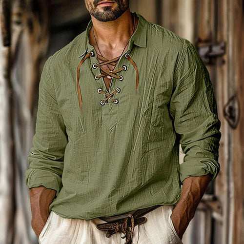Casual long-sleeve shirt for men with stylish lacing Amarae