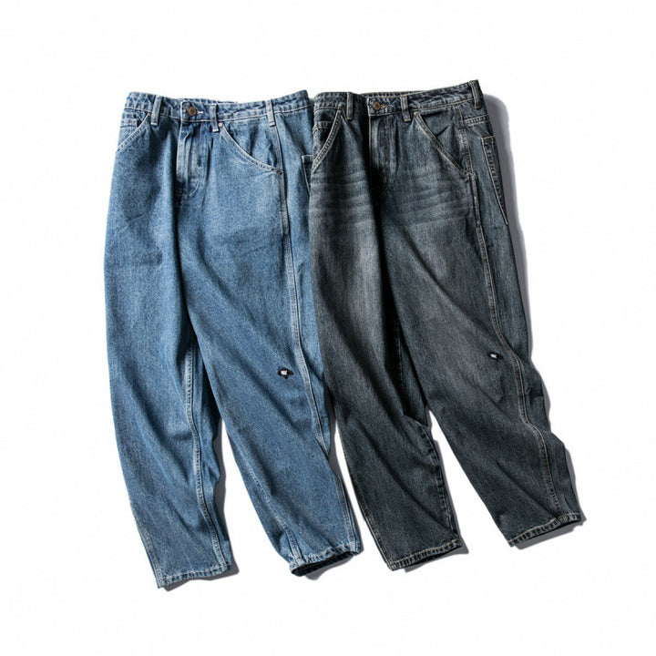 Men's Wide Baggy Jeans made of robust denim with a high waist and used wash Amarae