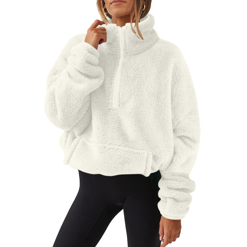 Women's comfortable sweater with high collar and zipper Lune London