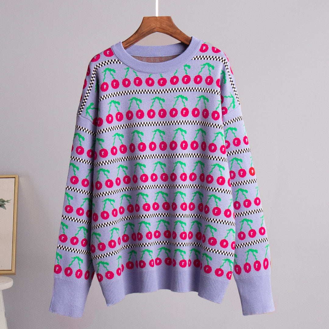 Ladies Sweater with Fruity Design Patterns Lune London