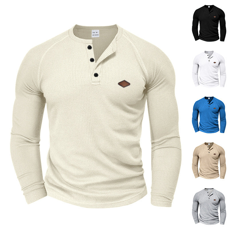 Long sleeve shirt for men in textured fabric with practical buttons Amarae