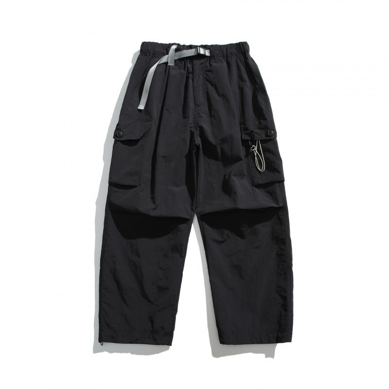 Men's Utility Cargo Pants with Wide Leg, Elastic Waistband and Multiple Pockets Amarae