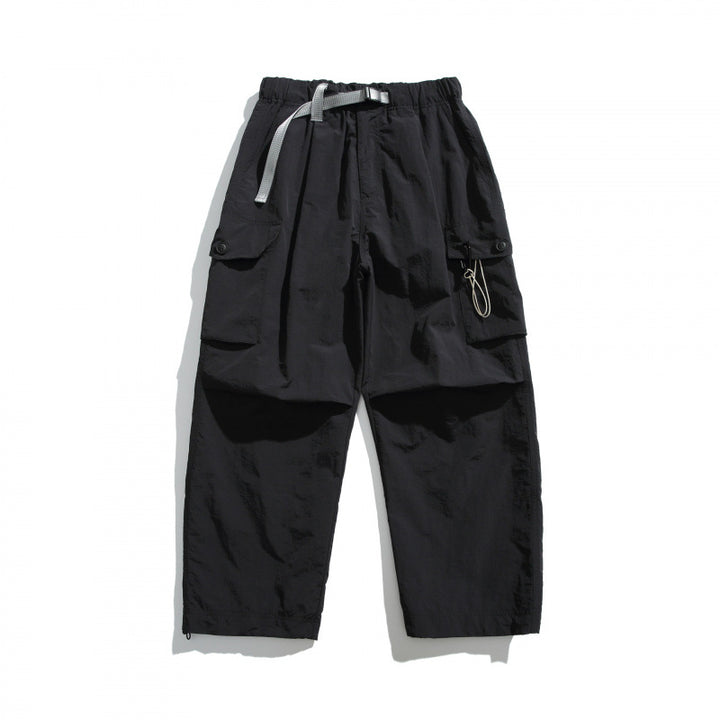 Men's Utility Cargo Pants with Wide Leg, Elastic Waistband and Multiple Pockets Amarae