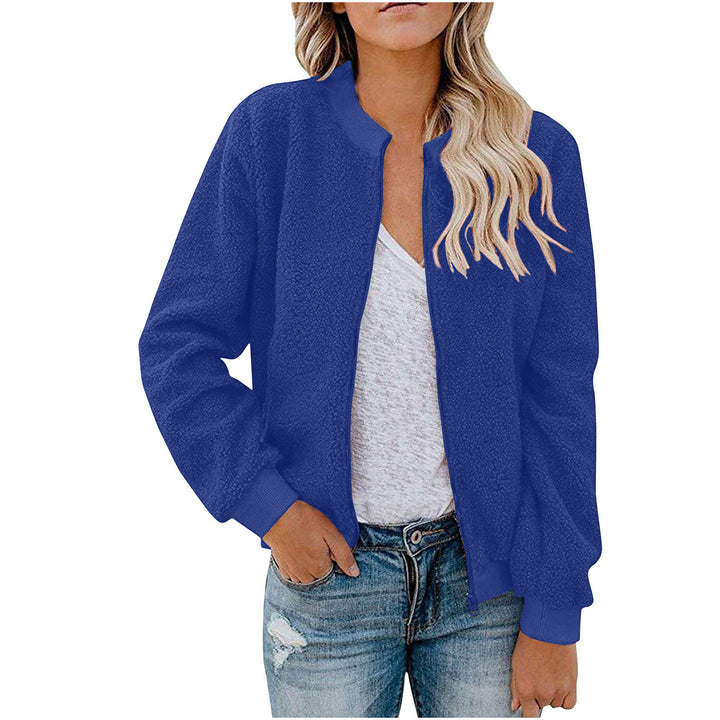 Fleece bomber jacket for women with high collar Lune London