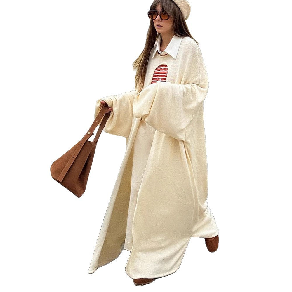Women's Oversize Cape Cardigan with Wide Trumpet Sleeves and Open Front Design Amarae