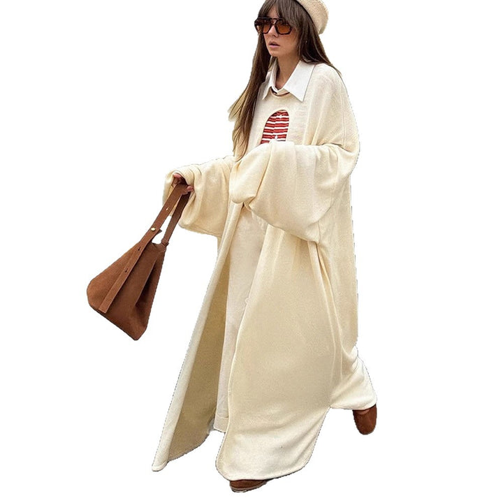 Women's Oversize Cape Cardigan with Wide Trumpet Sleeves and Open Front Design Amarae