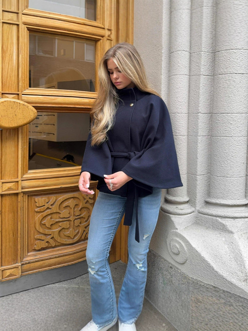 Women's Modern Cape with Waist Belt Lune London