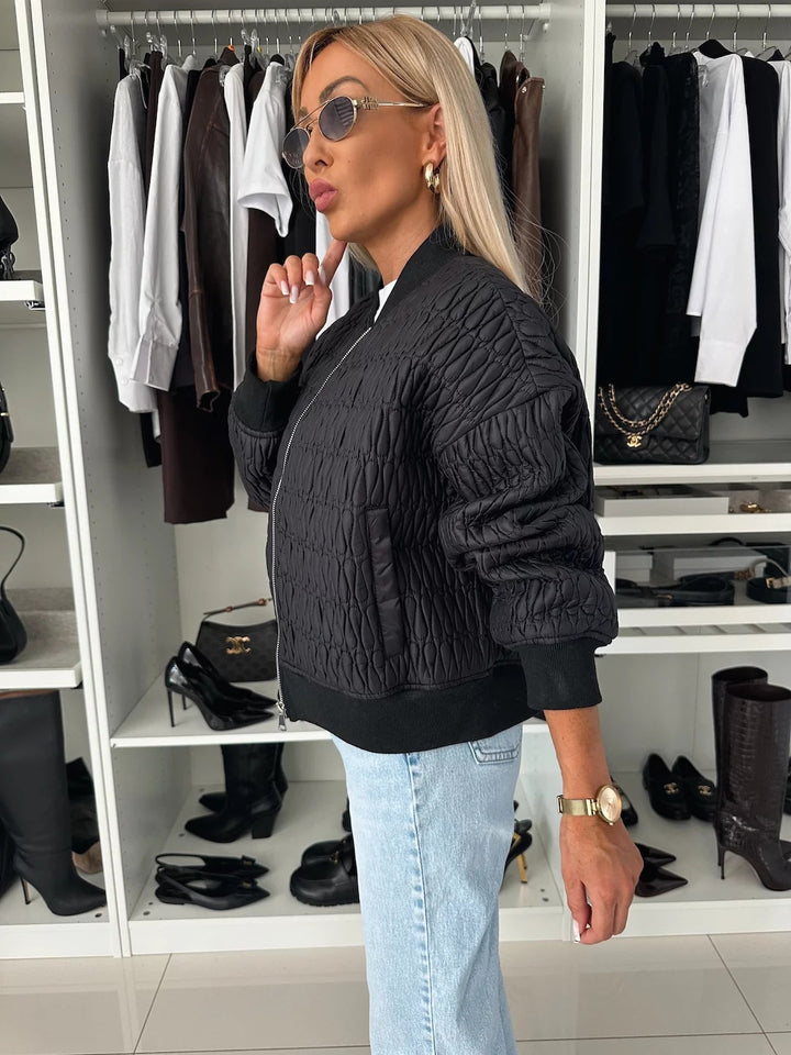 Ladies down jacket with elastic cuffs and full zip Amarae