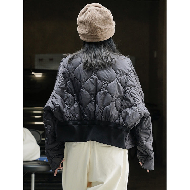 Women Short Cut Quilted Bomber Jacket with Light Padding Amarae
